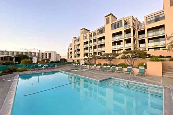 Beautiful pool area of Seascape 2 at The Village in Redondo Beach