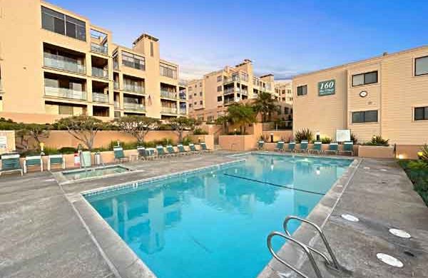 Beautiful pool area of Seascape 2 at The Village in Redondo Beach