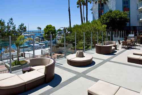 Lounge area of Ocean Club overlooking King Harbor